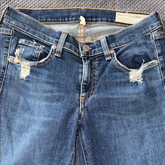 Rag & Bone Distressedβ Raw Hem Skinny Jeans Size 27 Blue High Stretch Fit - Picture 3 of 9